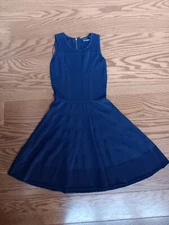 Cynthia Rowley Navy Blue Pointelle Dress Womens XS Sleeveless, Preowned 