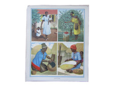 Old mid century school print picture - African Women - 53 x 43