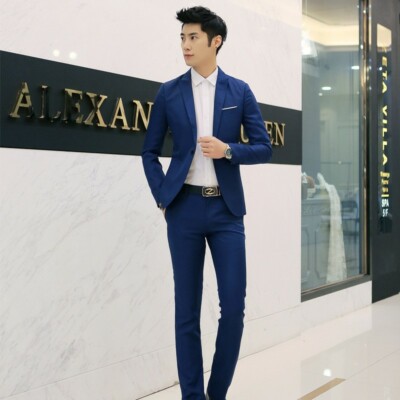 green emerald velvet dress Suits for Men Men Wedding Suits Blue 2 Piece Slim Fit Suits Elegant Formal Fashion Suits Party Wear Dinner Suits Stylish Suits Groom Wedding Suit 36 /