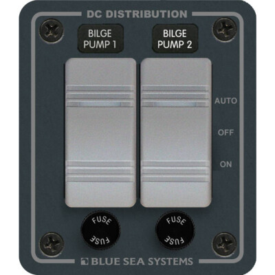 BLUE SEA 8664 WATER-RESISTANT BILGE PANEL 2 CONTURA SWITCHES