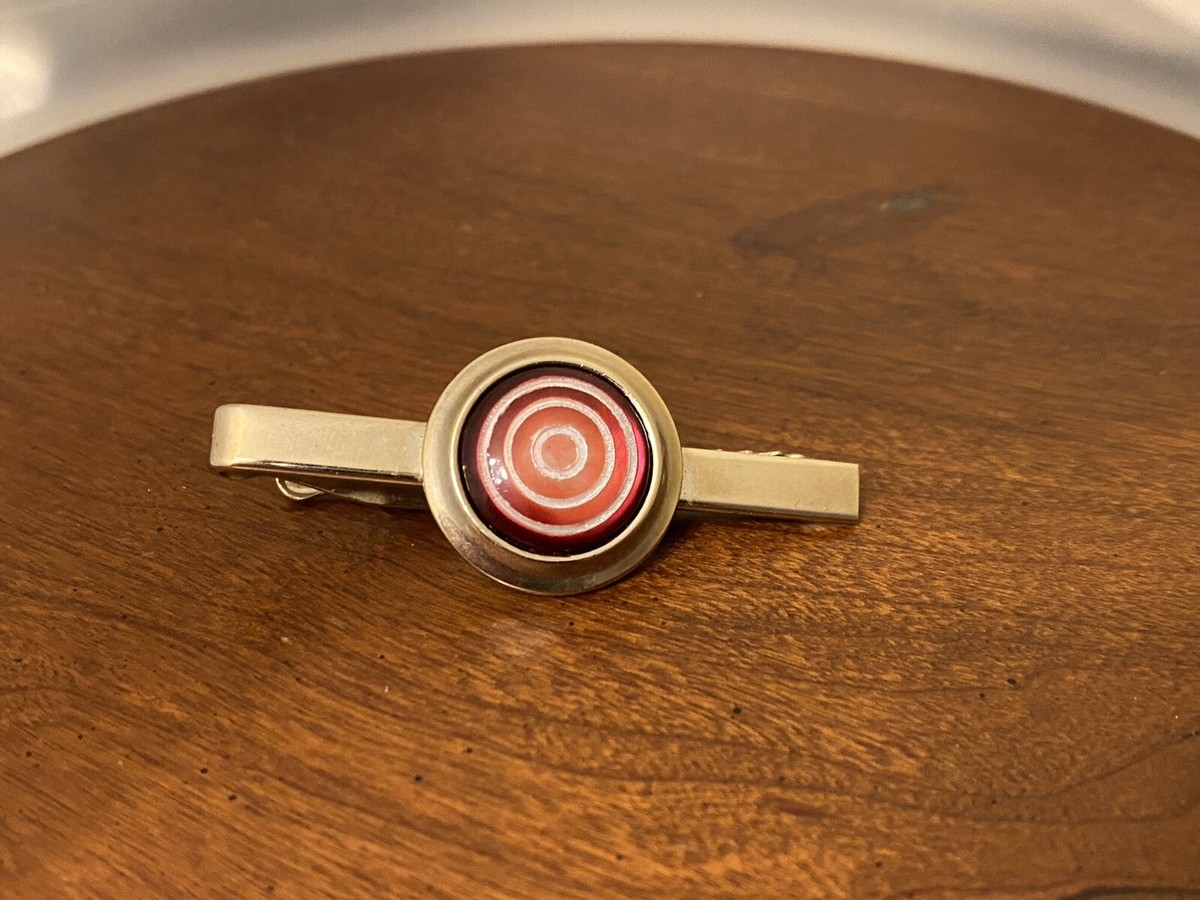 Barrette De Cravate Vintage Clip - Cabochon Rouge, Finition Or - Occasion