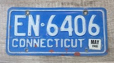 1981 Connecticut Constitution State License Plate EN 6406