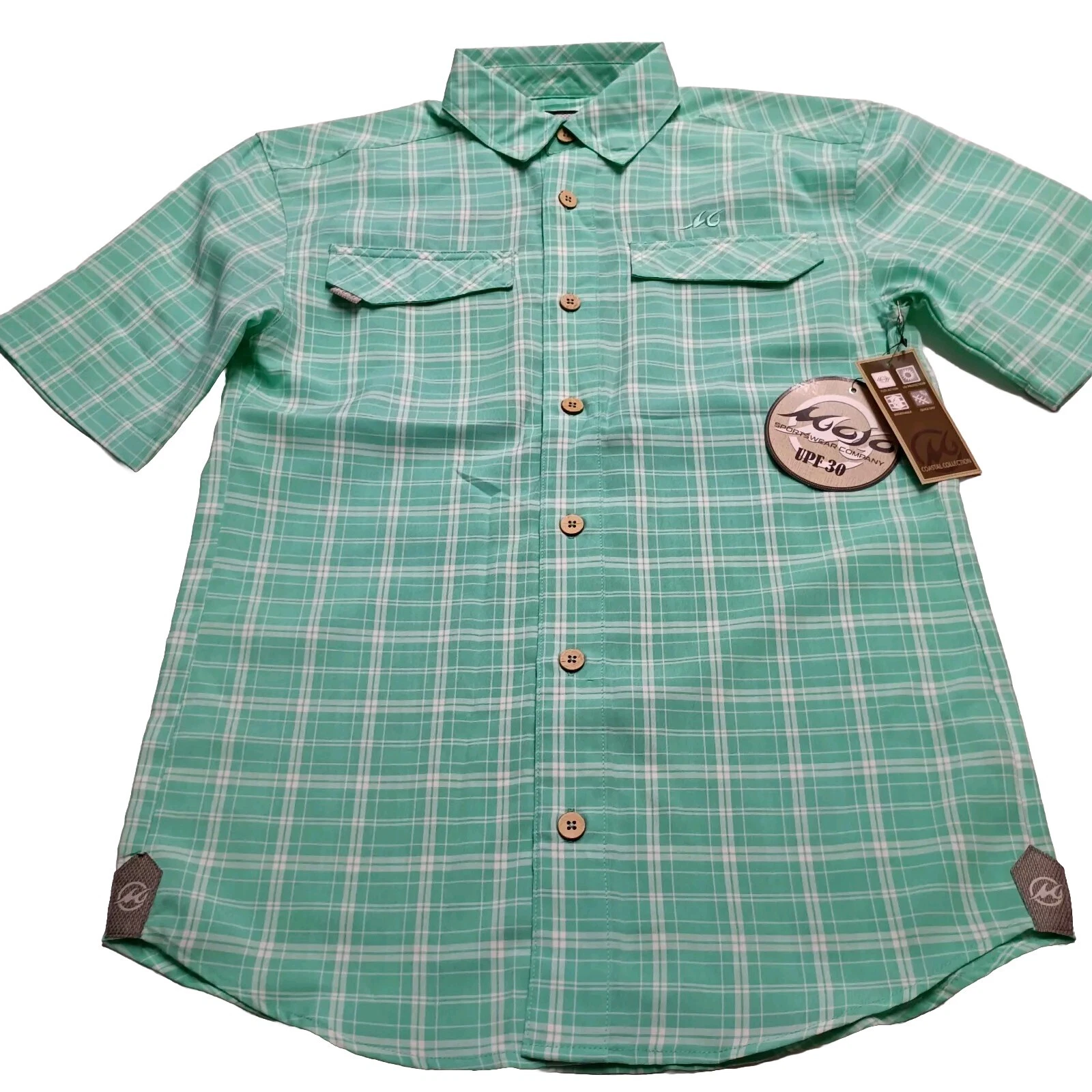 Mojo Sportswear Co Shirt Men's S Green Coastal Plaid UV Protection Quick Dry