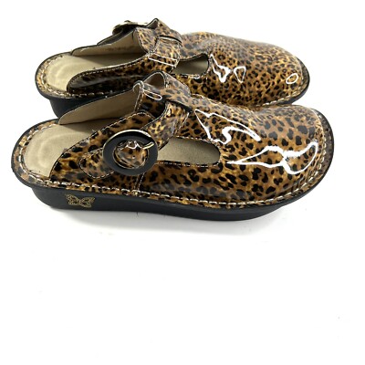 Alegria ALG-417 Leopard Print Slip-On Shoes Leather Padded Support Sz 35 US 