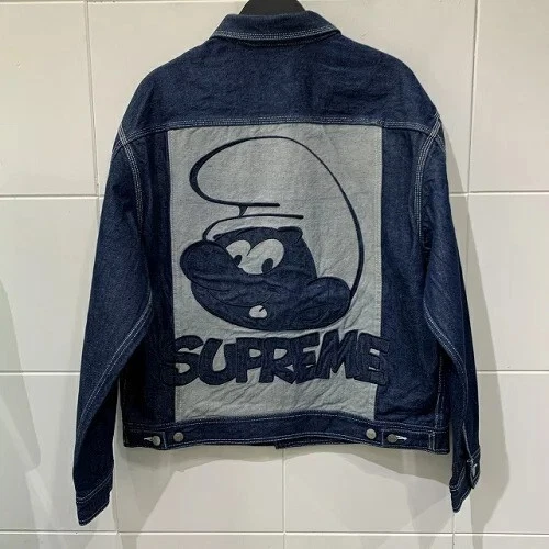 Veste camionneur en denim Schtroumpfs Supreme 20aw bleu marine taille M survêtement