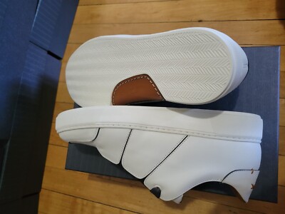 Ermenegildo Zegna Men's Tiziano in White Calfskin Leather Low-Top