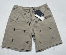 NWT Psycho Bunny Khaki Shorts Youth Boys XL 18-20 Embroidered Logo Elastic Waist