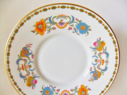 SET OF FOUR RAYNAUD LIMOGES VIEUX CHINE CUP AND SAUCER SETS ORANGE AND BLUE NICE - Picture 6 of 11
