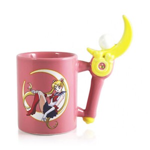 Sailor Moon Stick Coffee Mug 3d Molded Pink Ceramic - 13 Ounces