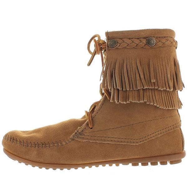 Minnetonka Double Fringe Tramper Tramper Fringe - Taupe Suede Fringe Boot d3ab82 Minnetonka Double Fringe Tramper Tramper Fringe - Taupe Suede Fringe Boot d3ab82