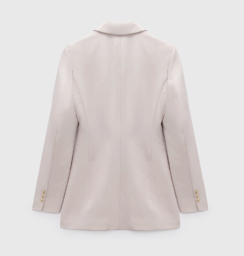 BLAZER DONNA ZARA NUOVO ADERENTE TAGLIO DRITTO BEIGE-ROSA 7901/234 XS-L - Foto 5 di 5