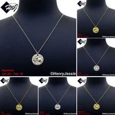 WOMEN 925 STERLING SILVER 12 ZODIAC SIGNS GOLD PLATED/SILVER PENDANT NECKLACE