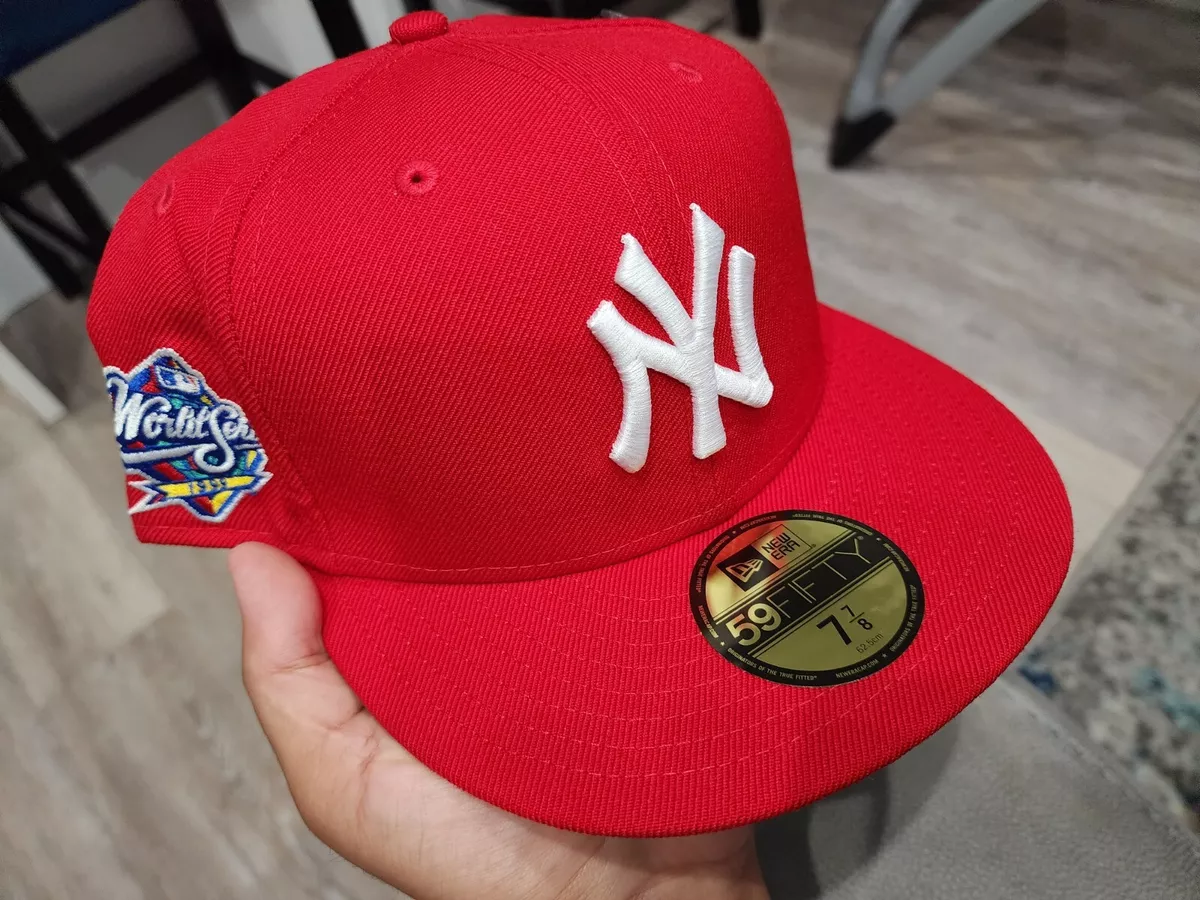 red fitted cap