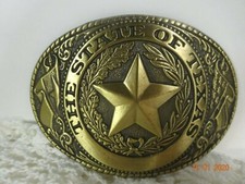 The Seal of Texas Star Belt Buckle Brass Finish