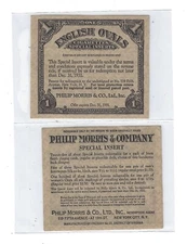 Vintage Philip-Morris English Ovals Cigarette Inserts from 1931-Lot of 10