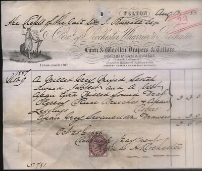 1887 Felton Northumb. Rochester, Wharrier, Rochester, Drapers, Sich WM J Burrell