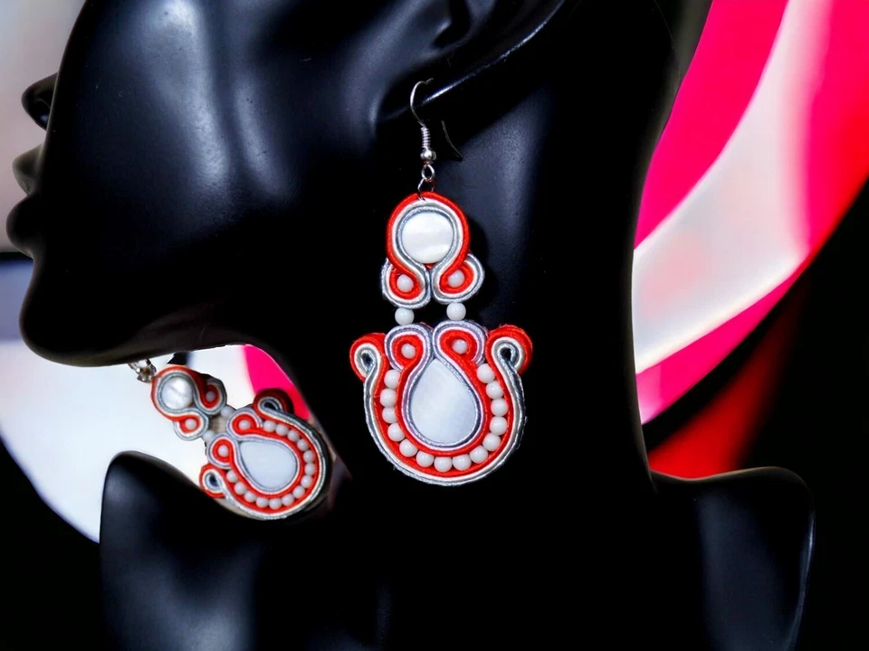 Ohrringe Technik soutache Kunsthandwerk - Bild 2 von 3