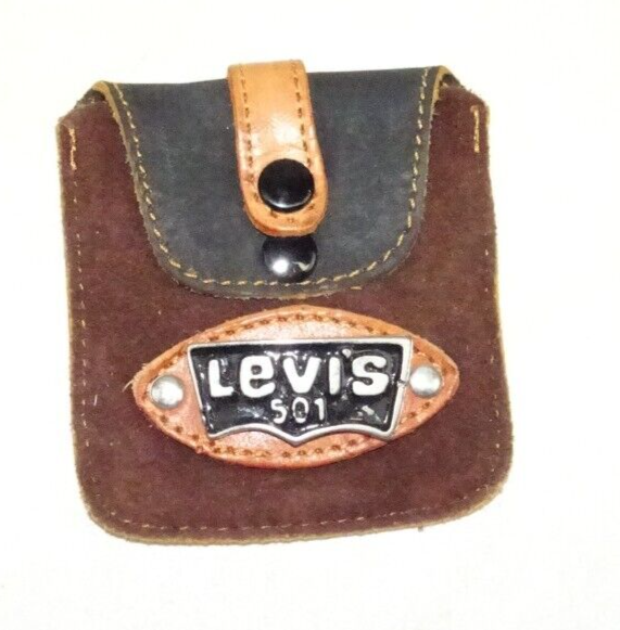 Vintage Levi's Leather Coin Belt Pouch Purse 501 Metal Tag Snaps