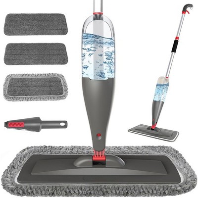 Wet/Dry Microfiber Spray Mop w/ 3 Pads, 800ml Refillable Bottle for All Floors