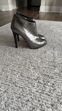 GIUSEPPE ZANOTTI CROC EMBOSSED METALLIC SILVER BOOTIE SIZE IT 40 US 9.5/10
