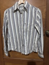 Ladies Aquascutum button-down Shirt,Size M Striped PRISTINE Burberr style