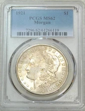 1921 Morgan Silver Dollar PCGS MS62 Frosty PQ Just under Graded New Holder V235A