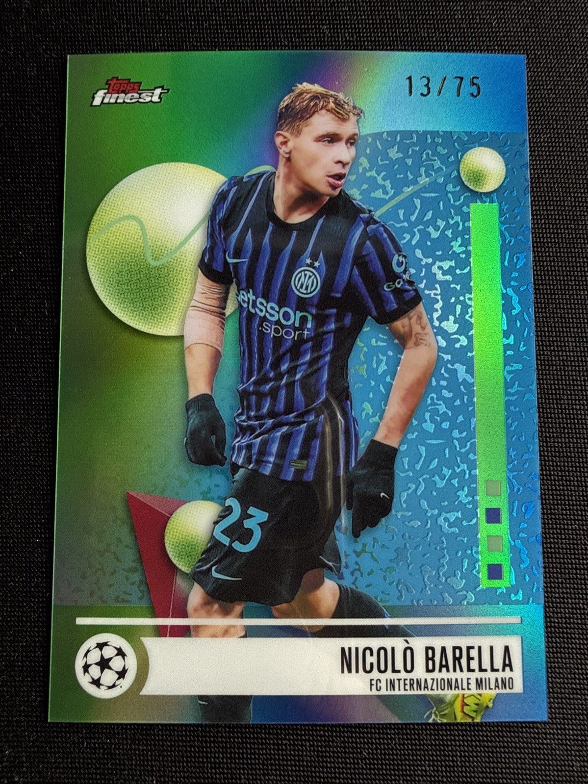 Nicolo Barella 2025-26 Topps UEFA Finest Common Green Refractor /75 #49
