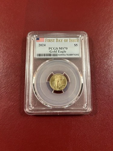 United States Mint 2024 $5 Gold Eagle PCGS MS70 First Day of Issue 1/10 oz