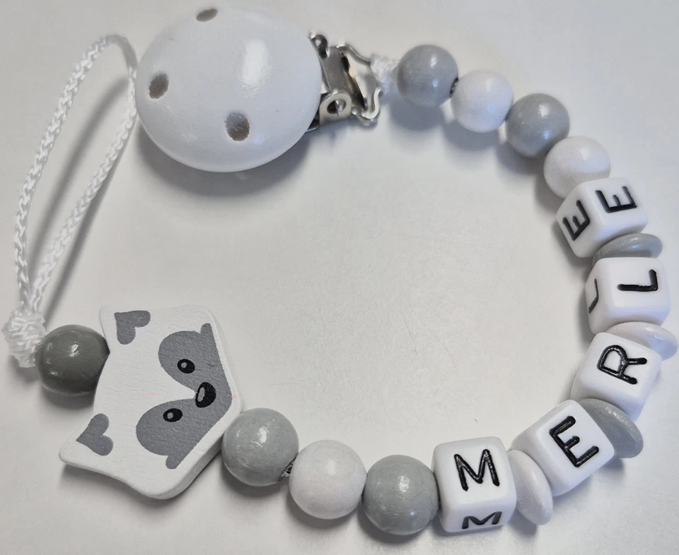 HANDGEFERTIGT Schnullerkette mit Namen❤️Wunschname❤️Junge❤️ Mädchen❤️Fuchs❤️Holz