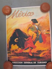 Affiche tauromachie General Tourismo plus carte République mexicaine réimpression