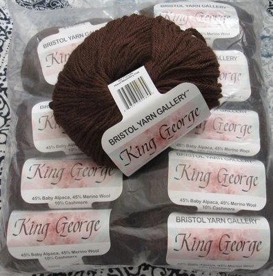 Lot of TEN Balls Bristol Yarn Gallery KING GEORGE Alpaca Wool Cashmere BROWN New - Photo 1/3