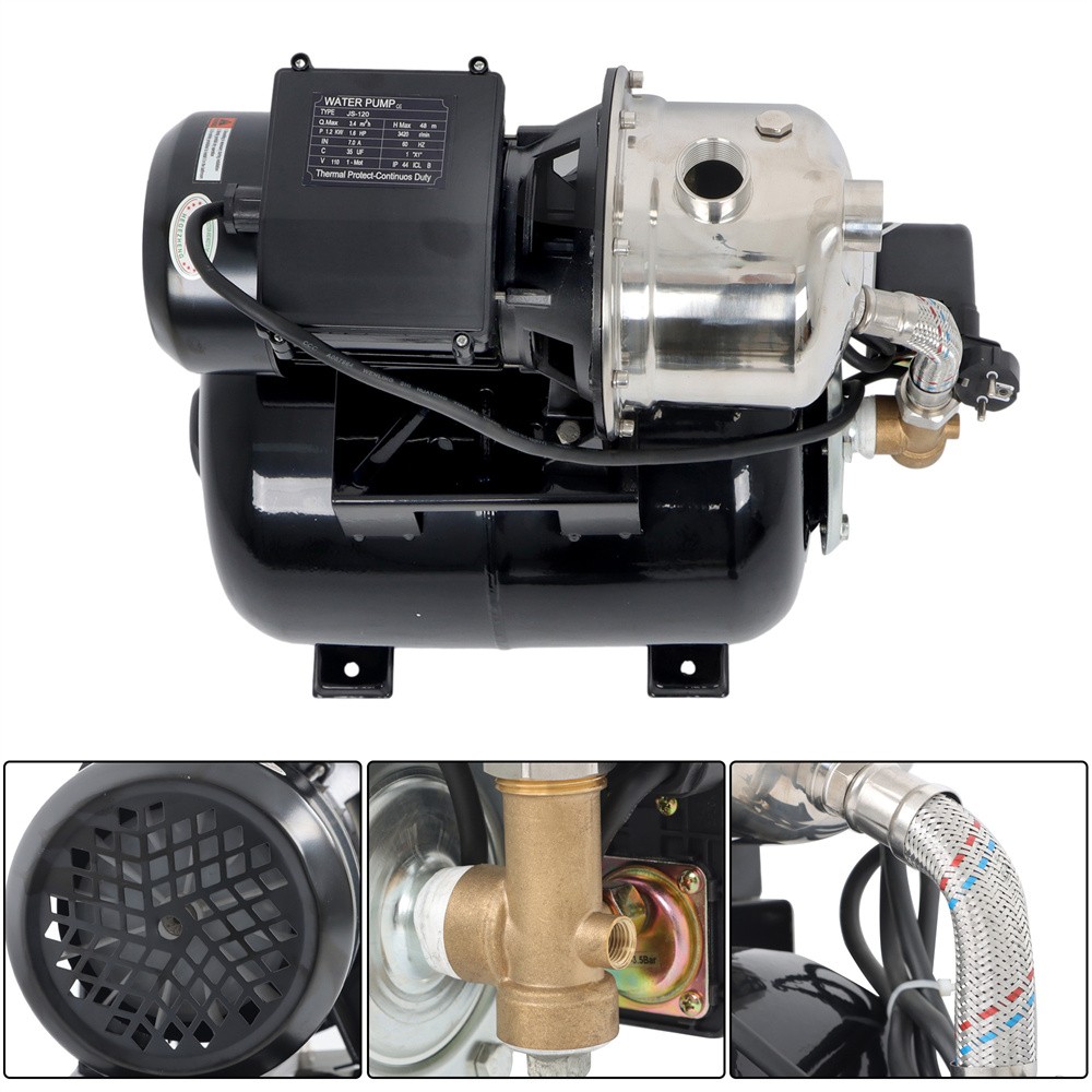 1.6HP Shallow Well Pump Stainless Steel Pump With Pressure Tank 115V 1320GPH