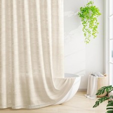 Long Boho Farmhouse Shower ain Set with Tassel, Linen Bohemian French