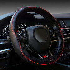 Red Black Steering Wheel Cover,Sporty Microfiber,14.5-15 ,Anti-Slip