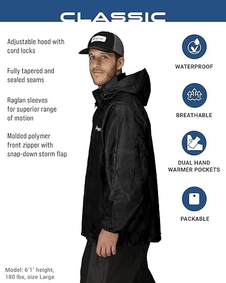 FROGG TOGGS Men's Classic Pro Action Waterproof Breathable Rain 3X, Black 