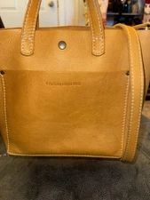 Portland Leather Mini Crossbody Tote Zipper Peach Bag GUC