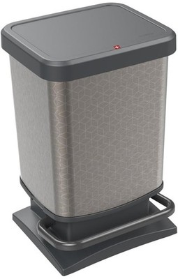 Kunststoff Abfalleimer Rotho Paso Mülleimer mit Pedal & Deckel silber Sechseck 20l siehe con