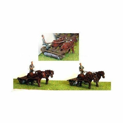 Horse Drawn Zwilling Cambridge Roller Oder Disc Harrow Oo Maßstab Langley F19a