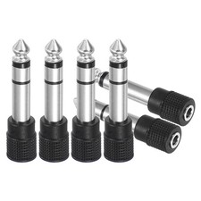 6Pcs TRS6.35mm Male to 3.5mm Female Zinc Alloy Adapter, Silver Interface