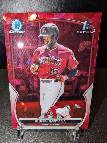 2023 Bowman Sapphire Edition Ruben Santana Red Refractor /10 1st Bowman RC - Picture 2 of 11