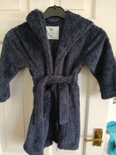 Boys F&f Blue Teddy Material Dressing Gown Age 4/5 Years