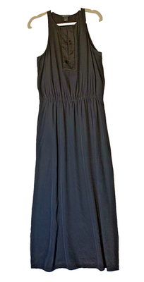 Club Monaco Size 8 Black 100% Silk Slip Dress Sleeveless Side Slits Trs  Chic | eBay