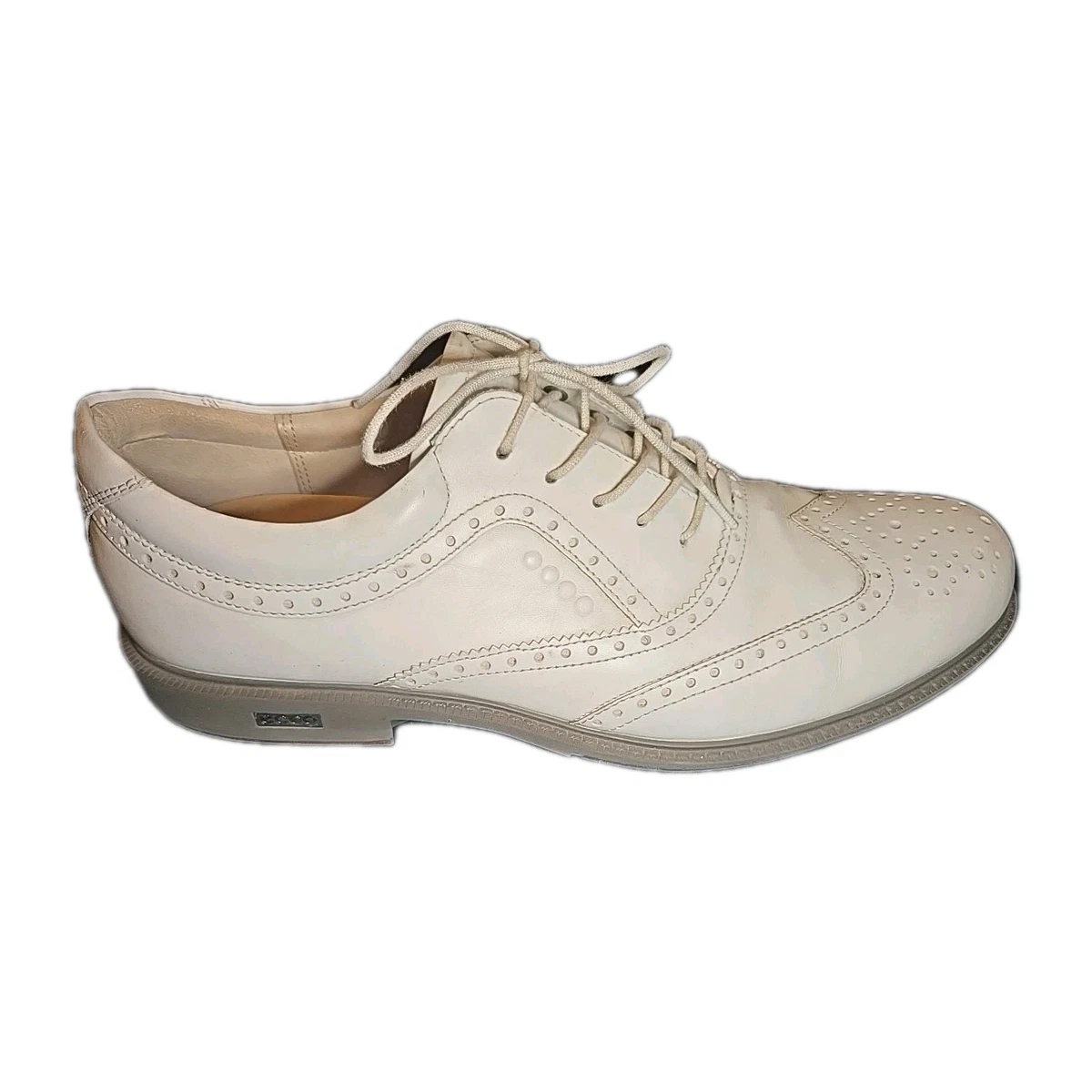 Ecco Hydromax Classic Oxford Men\'s Size 45 White Brown Leather Golf Shoes Used Ecco Classic Golf Shoes In Men main image 2
