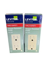 Lot of 2 - IVORY Leviton Tamper Resistant Duplex Outlet T5325 15A