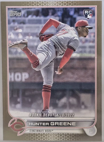 2022 Topps Update Hunter Greene Rookie Debut #US267 Gold Parallel 335/2022 RC