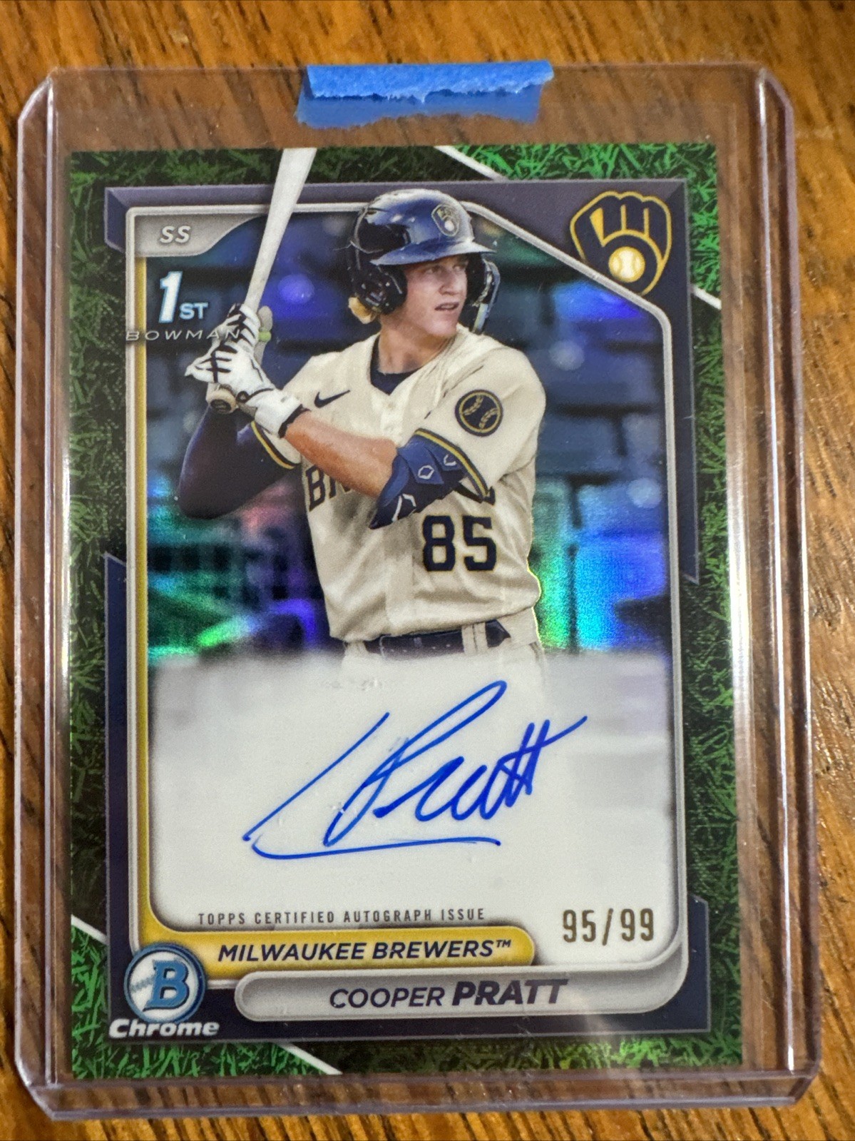2024 Bowman Chrome 1st Bowman Cooper Pratt Green Grass Auto /99