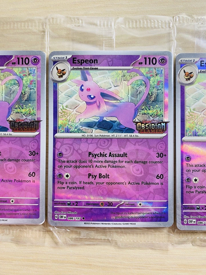 SEALED Pokemon Espeon 086/197 Obsidian Flames Best Buy Promo Card Set Of 3 - Image 3 of 4