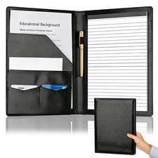 Padfolio Portfolio Binder, Faux Leather Folder, Resume Interview Legal Black