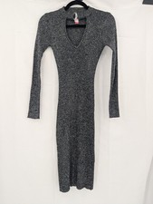No Boundaries Women's Gray Medium Ribbed Knit Sweater Dress NoBo