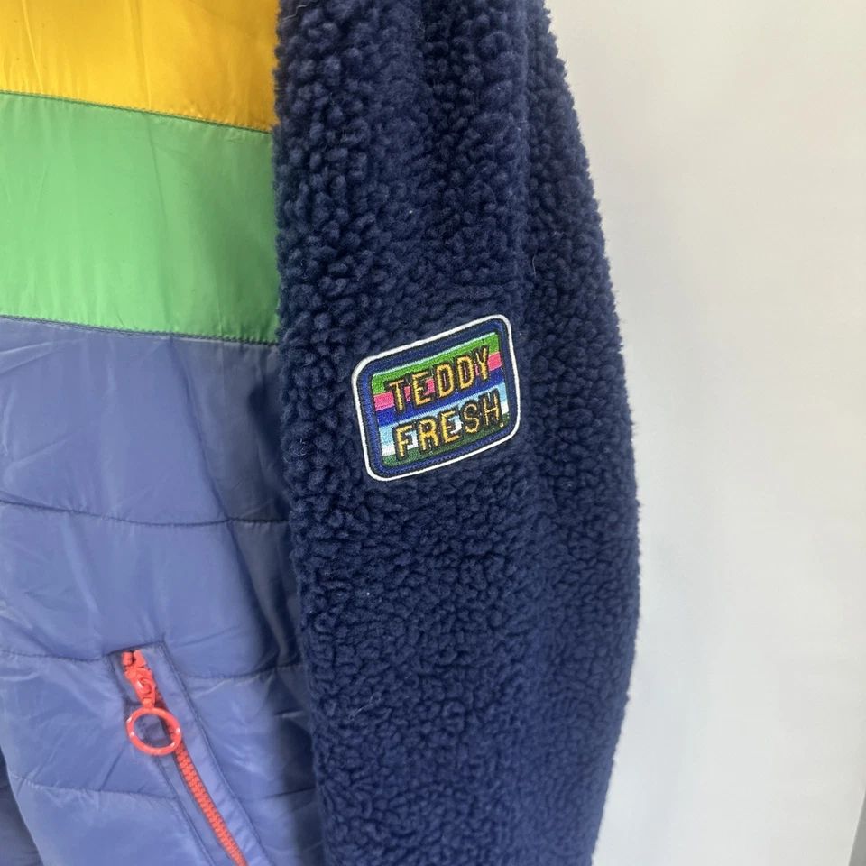 Chaqueta Hinchada Forrada Teddy Fresh Sherpa Talla XL Unisex Multicolor Cremallera Completa Foto 3 de 4